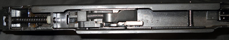 detail, PPS-43 lower, top view of trigger mechanism.